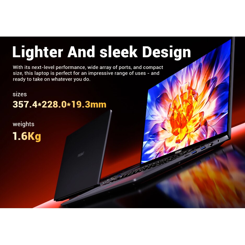 Laptop Gaming 15.6" FireBat Intel Celeron N150, 16GB RAM DDR4, 1TB SSD, 1920x1080 IPS, Tastatura iluminata, Windows 11, Intel® UHD Graphics, 5000mAh, Argintiu