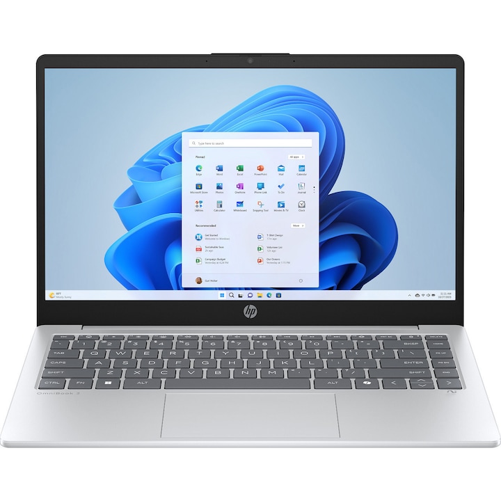 Laptop HP OmniBook 3 NG AI HokieR 25C1 cu AMD AMD Ryzen™ AI 5 330 processor with 4.5Ghz, 14" FullHD, 16GB DDR 5. 1TB SSD, AMD Radeon 840M Graphics, Windows 11 Home, Glacier Silver