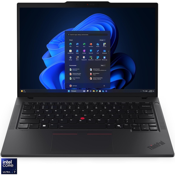 Laptop, Lenovo, ThinkPad T14 Gen 6, Procesor Intel Core Ultra 7, 64GB, 1TB SSD, Negru, 14" WUXGA IPS