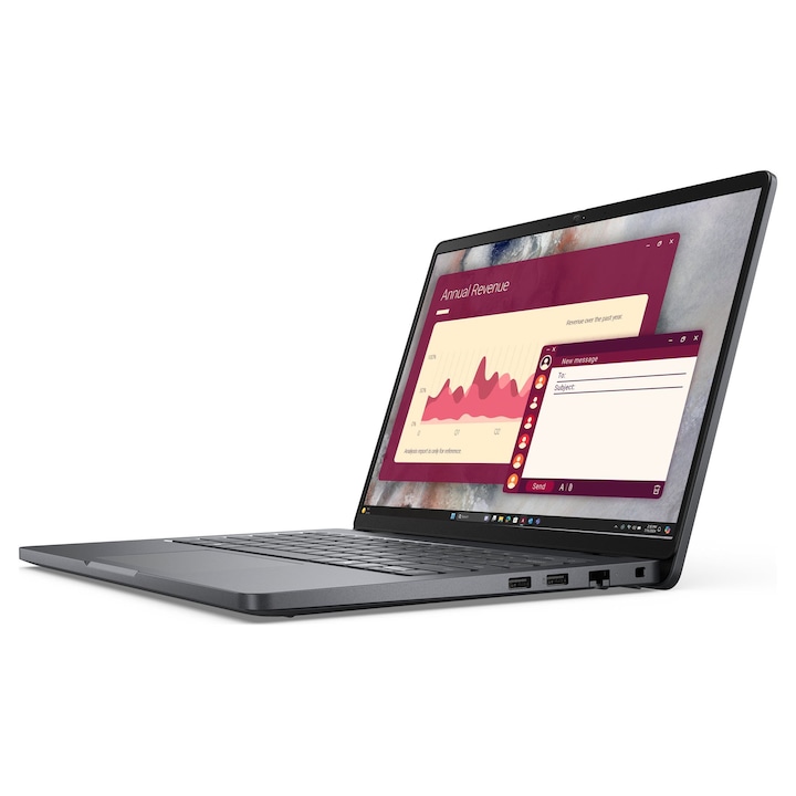 Laptop Dell Pro 14 PC14250, 14 inch 1920 x 1200, Intel 235U 12 C / 14 T, 2.0 GHz - 4.9 GHz, 12 MB cache, 15 W, 16 GB DDR5, 1 TB SSD, Intel Graphics, Windows 11 Pro, Tastatura International