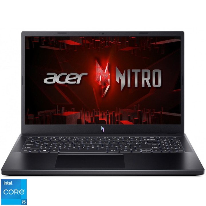 Laptop Acer Gaming 15.6'' Nitro V 15 ANV15-51, FHD IPS 165Hz, Procesor Intel® Core™ i5-13420H (12M Cache, up to 4.60 GHz), 16GB DDR5, 512GB SSD, GeForce RTX 4050 6GB, No OS, Obsidian Black