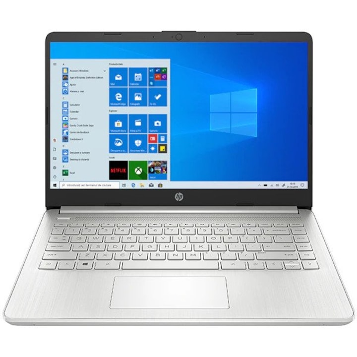 Laptop HP 14s-fq0002nq, AMD Ryzen 7 4700U pana la 4.2GHz, 14" Full HD, 8GB, SSD 256GB, AMD Radeon Graphics, Windows 10 Home, Argintiu