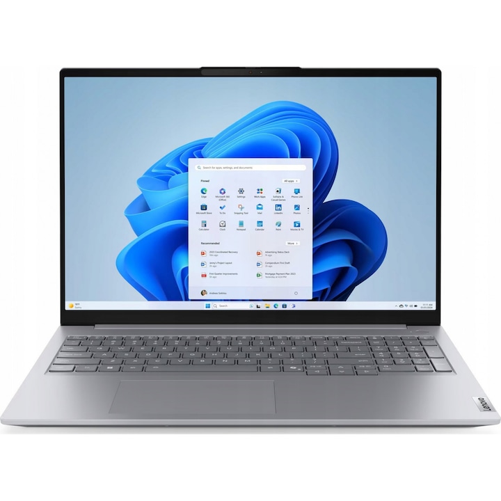 Laptop Lenovo ThinkBook 16 G8 IAL, 16" WUXGA, Intel® Core™ Ultra 7 255H pana la 5.1 GHz, 16 GB RAM DDR5 5600, 512 GB SSD, Intel Arc Graphics, Windows 11 Pro, Arctic Grey 512 GB