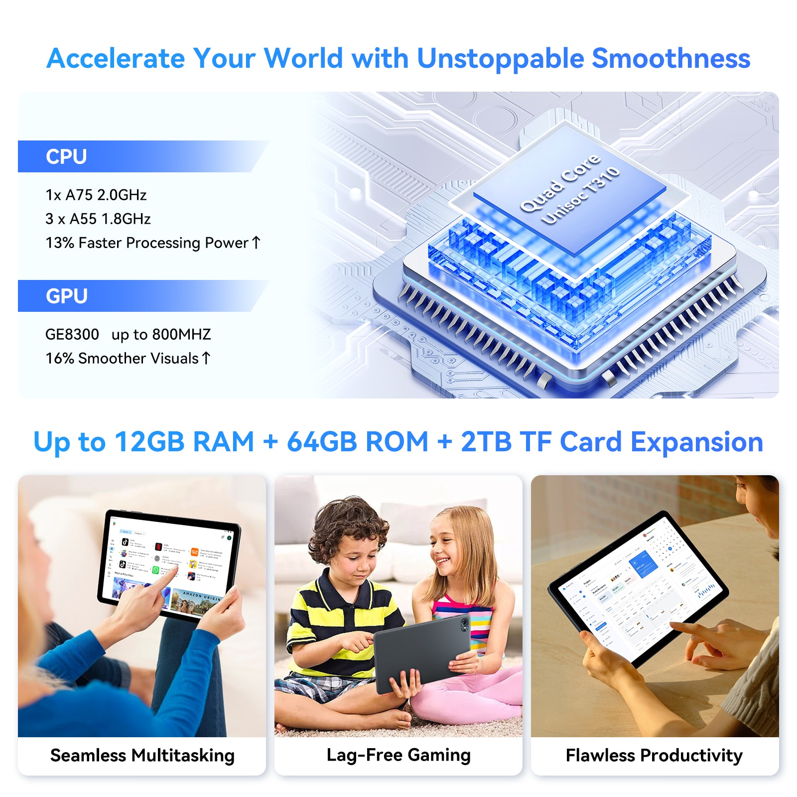 Tableta Blackview T80, 10.1 inch, Android 15, 5.0, WiFi 6, T310, 12GB Ram(4GB + 8GB extensibili), 800×1280, 64GB ROM, Expandabil 1TB, 6000mAh, Gri