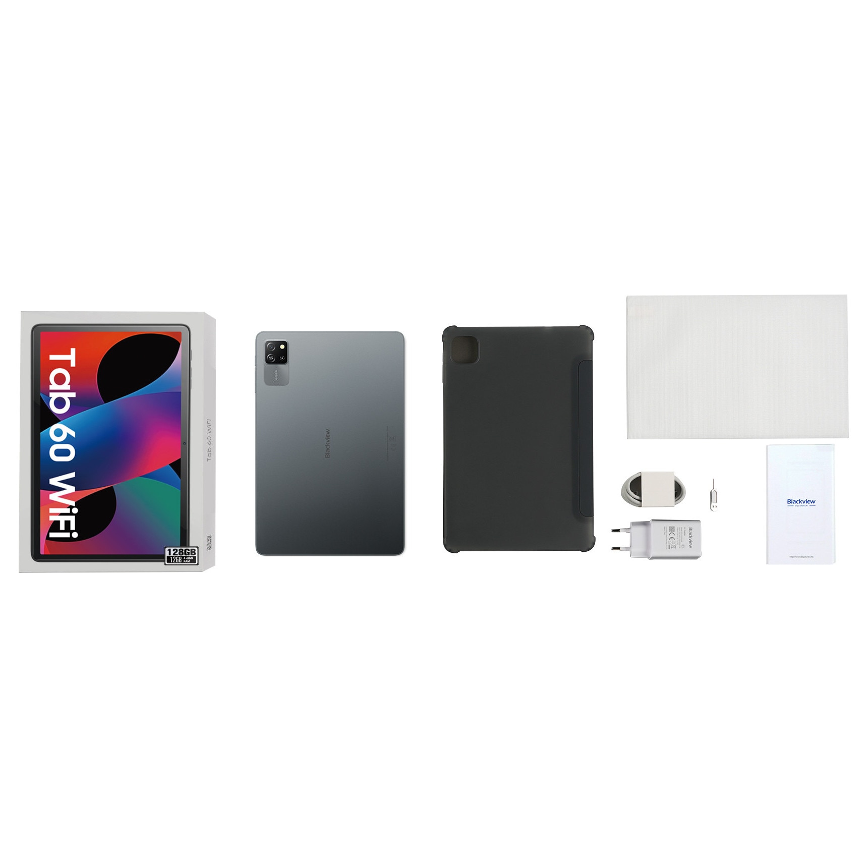 Tableta Blackview Tab 60 WiFi, 10.1 inch, Android 14, 60Hz, 800x1280, WIFI6(2.4G+5G), 12GB Ram(4GB + 8GB extensibili), 128GB ROM, Bluetooth 5.3, 5100mAh, Gri