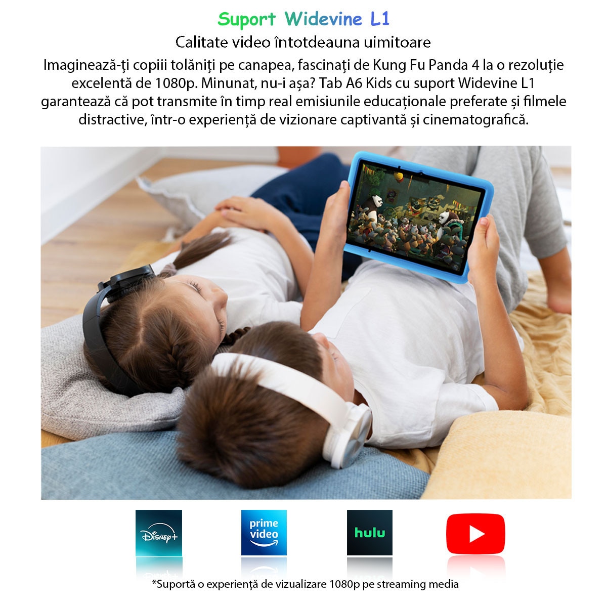 Tableta pentru copii Blackview Tab A6 Kids, Android 14, 10.1", 60Hz, 12GB Ram(4GB + 8GB extensibili), 128GB Rom, 800x1280, 5100mAh, 8 nuclee, WIFI6 (2.4G+5G), Card TF, Tableta educationala, Albastru