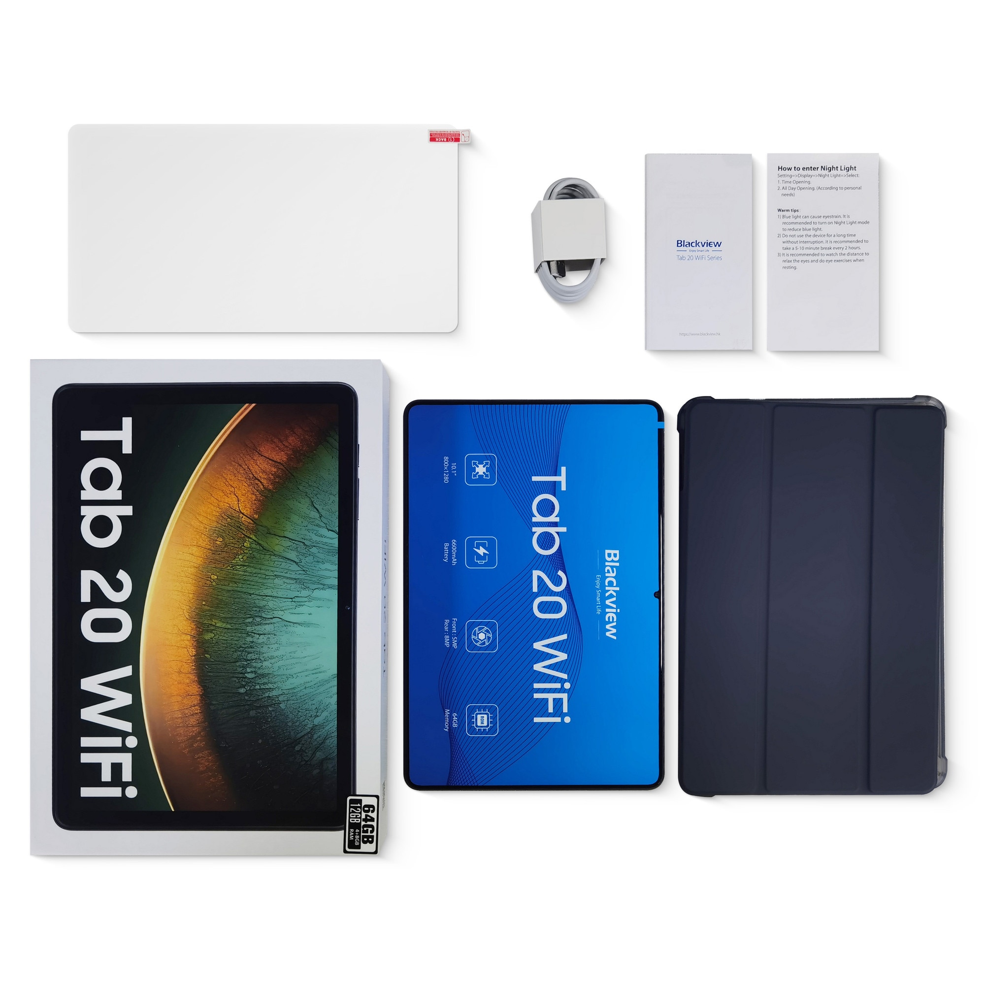 Tableta Blackview TAB 20 WIFI, 10.1"HD+IPS Ecran, Gemini Al 2.0, Android 15, 12GB+64GB(TF 2TB), 5G WIFI, Octa-Core, 6600mAh, 8+5MP/BT 5.0/GPS, Albastru