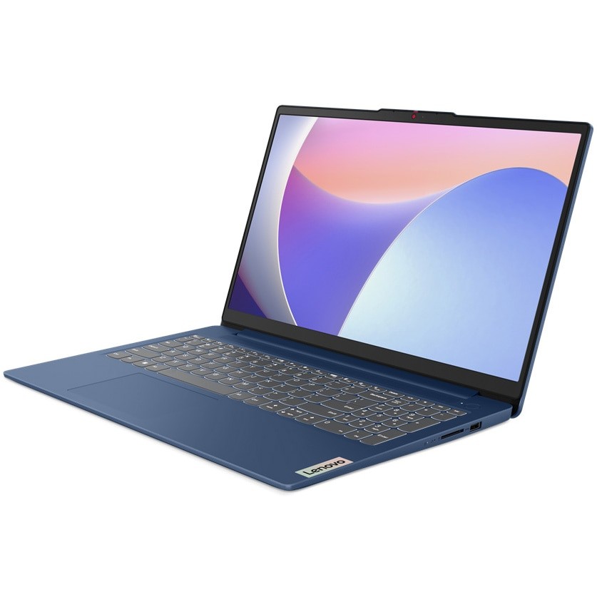 Laptop Lenovo IdeaPad Slim 3 15IRU8 cu procesor Intel® Processor U300 pana la 4.4GHz, 15.6" Full HD, 4GB LPDDR5, 128GB SSD, Intel® UHD Graphics, Windows 11 Home in S mode, Abyss Blue