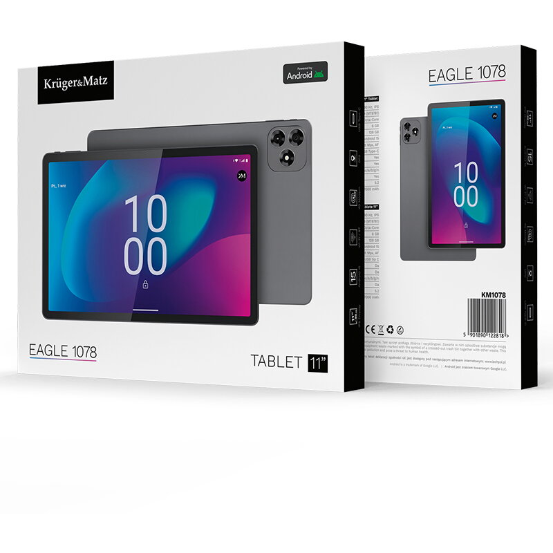 Tabletă Kruger&Matz 15 inch, 4G, 6GB RAM, 128GB stocare, cu SIM