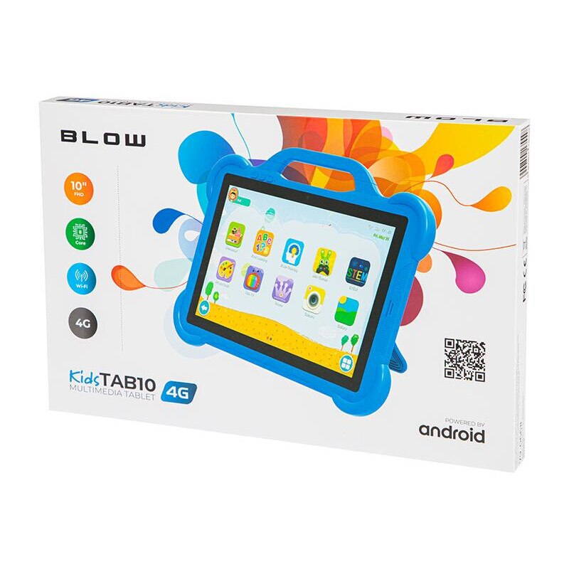 Tableta Blow KidsTAB10, Procesor Unisoc T606 Octa-Core, Ecran Multi-Touch 10.1", 4GB RAM, 64GB Flash, 8MP, Wi-Fi, Bluetooth, 4G, Android Albastru