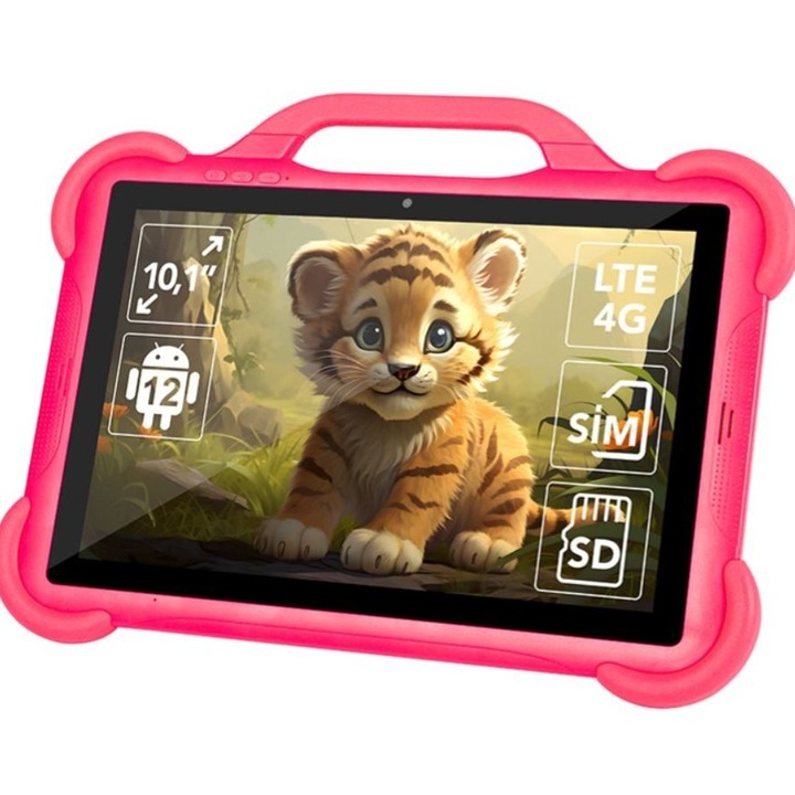 Tableta BLOW KidsTAB10 4G 4/64GB, ecran 10,1" FHD, roz, cu carcasa solida