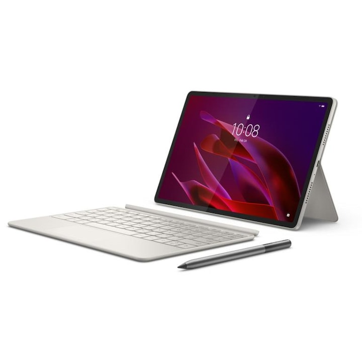 Tableta Lenovo Yoga Tab 11.1 Wi-Fi, 12GB RAM, 256GB, Bej, set cu stylus Lenovo Tab Pen Pro și tastatură