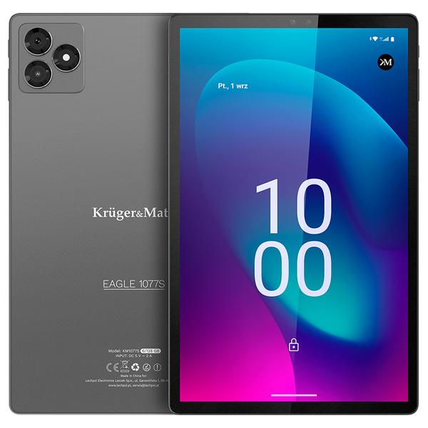 Tableta Kruger&Matz Eagle 1077S, Procesor MediaTek MT8768A Octa-Core, Ecran IPS 10.1", 6GB RAM, 128GB Flash, 5MP, Wi-Fi, Bluetooth, 4G, Android (Gri)