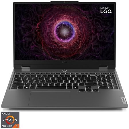 Laptop Gaming Lenovo LOQ 15ARP9 cu procesor AMD Ryzen™ 5 7235HS pana la 4.2GHz, 15.6" Full HD, IPS, 144Hz, 16GB DDR5, 512GB SSD, NVIDIA® GeForce RTX™ 3050 6GB GDDR6, No OS, Luna Grey