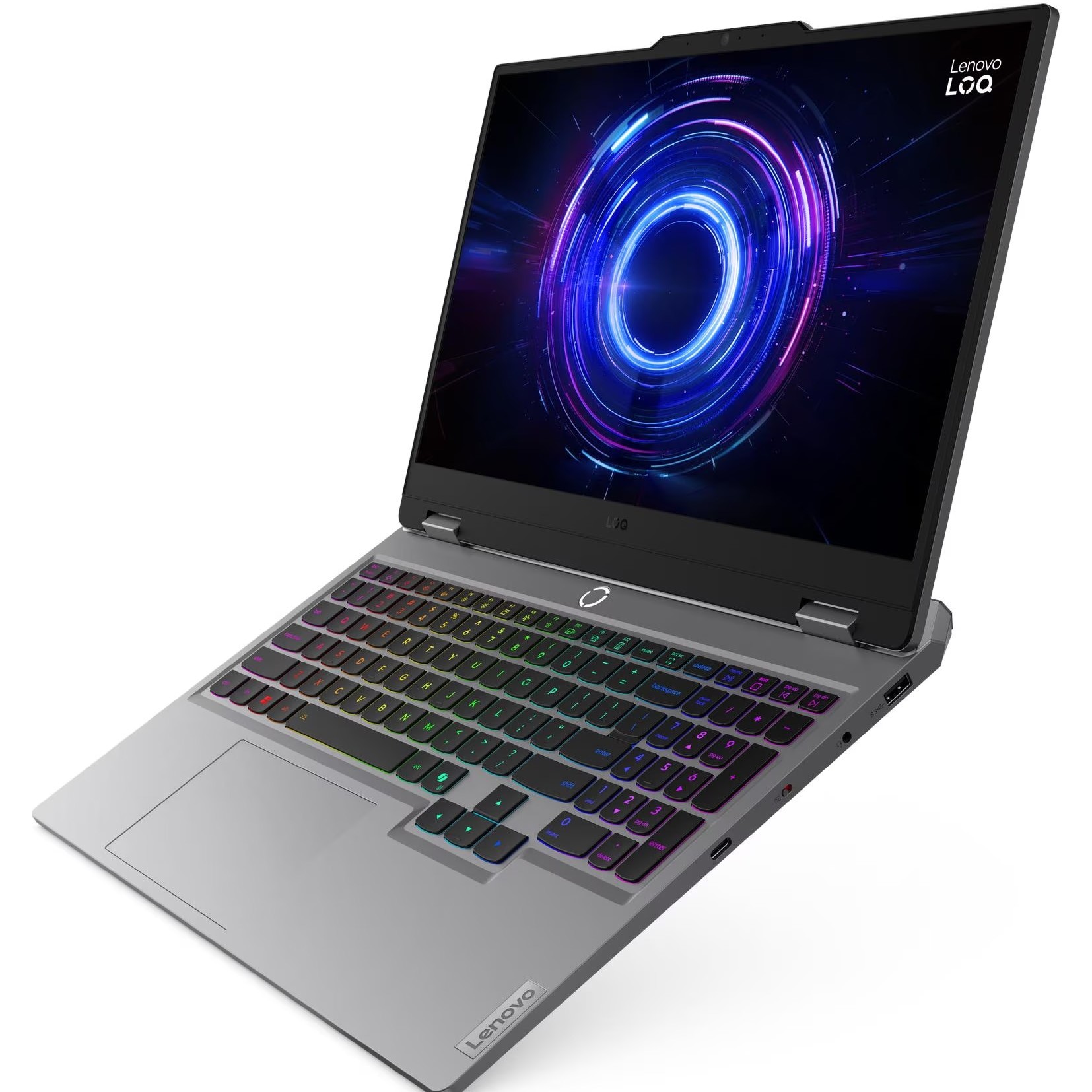 Laptop Gaming Lenovo LOQ 15IRX10 cu procesor Intel® Core™ i7-14700HX pana la 3.9GHz, 15.6''. Full HD, 32GB LPDDR5x RAM, 1TB SSD, NVIDIA® GeForce RTX™ 5050 8GB GDDR7, No OS, Luna Grey