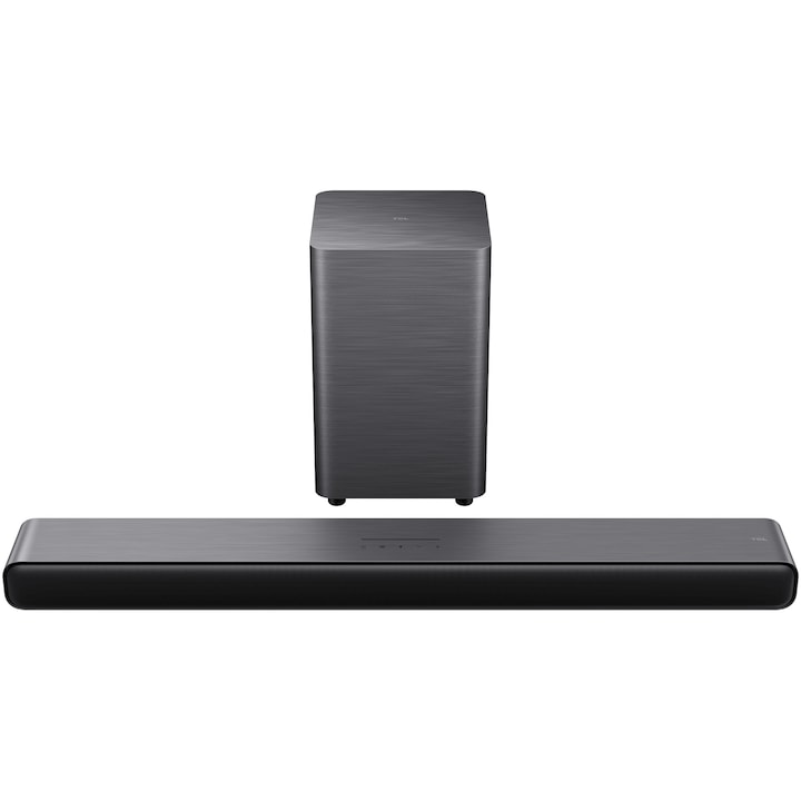 Soundbar TCL S55H, 2.1, 220W, Bluetooth 5.2, Dolby Atmos & DTS-Virtual:X, HDMI eARC, Subwoofer Wireless, Negru