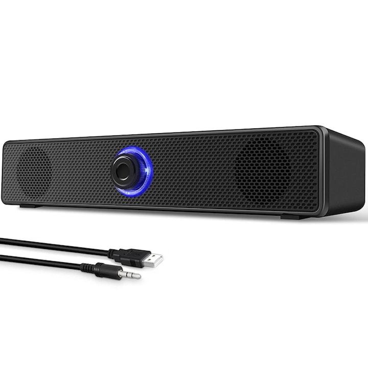 Difuzor PC cu alimentare USB, Chucai, sunet stereo, design slim, negru