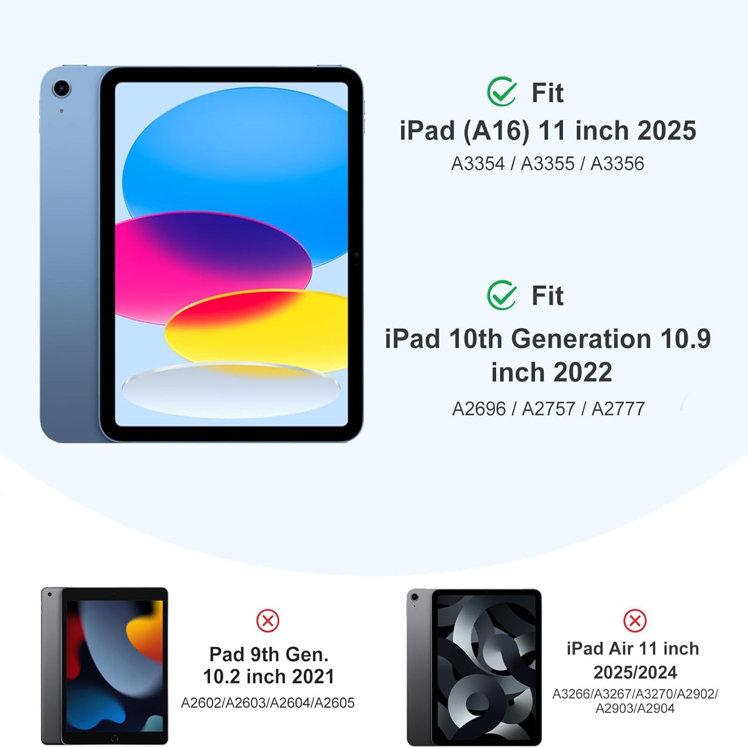 Husa de protectie pentru iPad (A16) 11 generatie de 11 inch 2025, husa pentru iPad 10 generatie de 10, 9 inch 2022, cu suport pentru stilou, husa inteligenta cu suport pliabil in trei, husa spate ultra-subtire din TPU moale, Ice blue