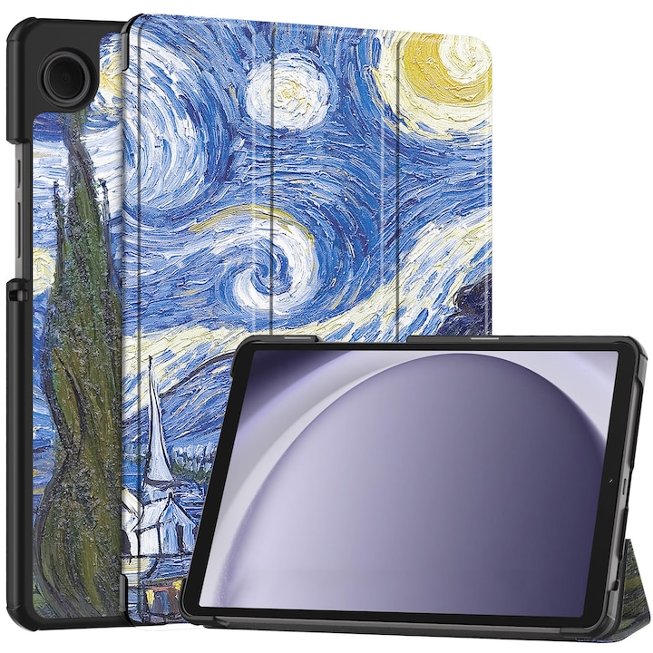 Husa protectie tableta, Piele ecologica, Compatibila cu Samsung Galaxy Tab A11 8.7" 2025 /Galaxy Tab A9 8.7" 2023, Cer instelat
