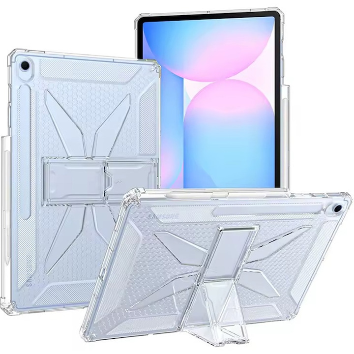 Husa telefonultau pentru tabletă Samsung Galaxy Tab S10 Lite/S10 FE/S9/S9 FE, silicon transparent, suport stylus, 10.9inch