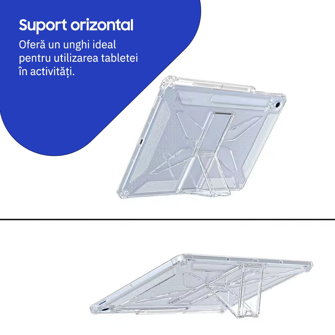 Husa telefonultau pentru tabletă Samsung Galaxy Tab S10 Lite/S10 FE/S9/S9 FE, silicon transparent, suport stylus, 10.9inch