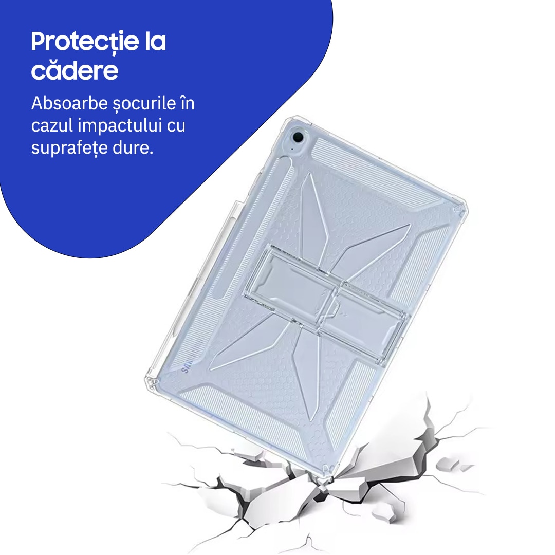 Husa telefonultau pentru tabletă Samsung Galaxy Tab S10 Lite/S10 FE/S9/S9 FE, silicon transparent, suport stylus, 10.9inch