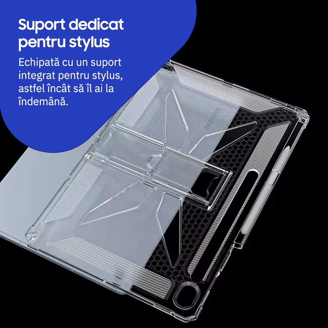 Husa telefonultau pentru tabletă Samsung Galaxy Tab S10 Lite/S10 FE/S9/S9 FE, silicon transparent, suport stylus, 10.9inch