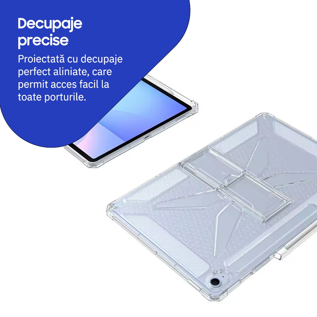 Husa telefonultau pentru tabletă Samsung Galaxy Tab S10 Lite/S10 FE/S9/S9 FE, silicon transparent, suport stylus, 10.9inch