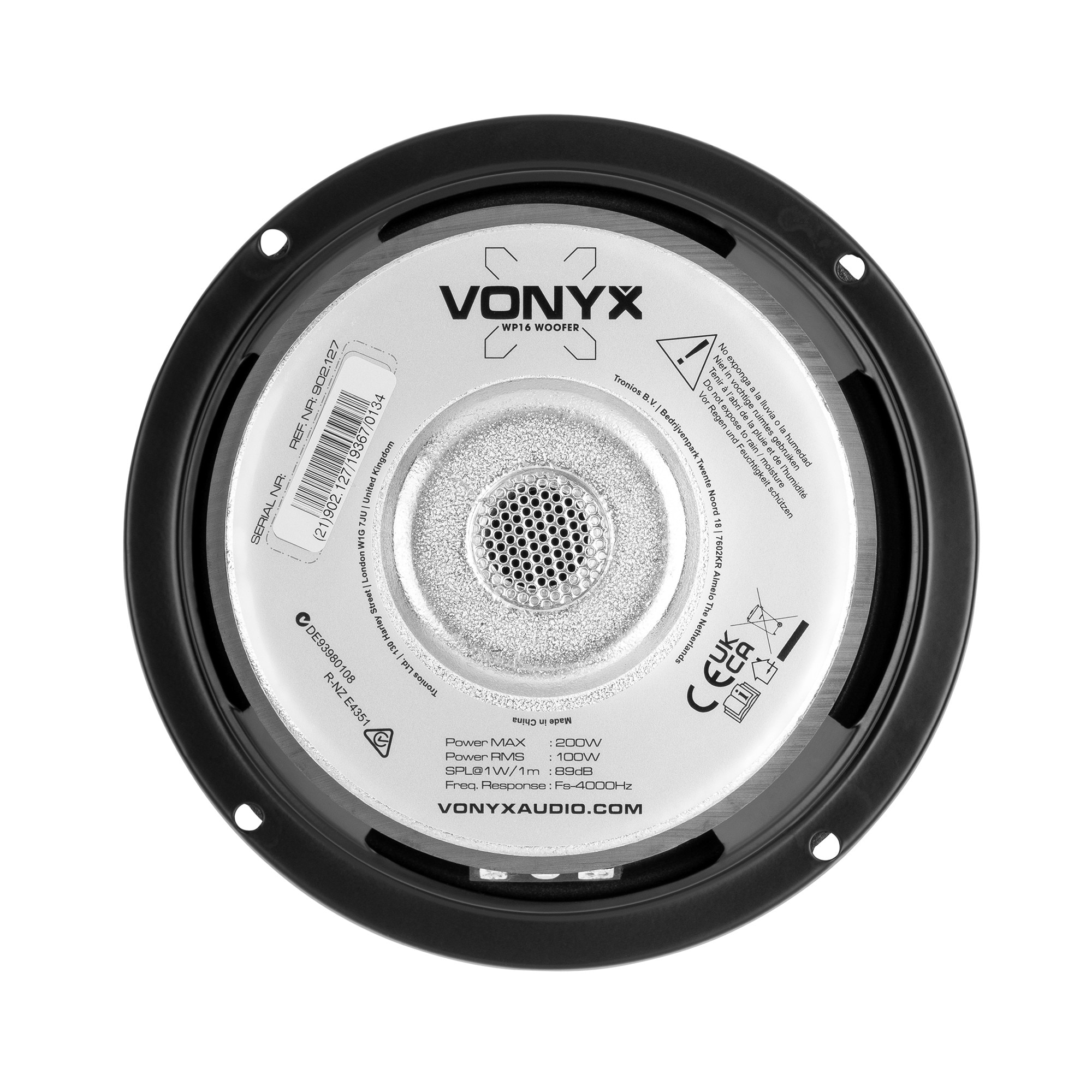 Difuzor woofer cu con din polipropilena, 6.5", 100W RMS, 8Ohm, Vonyx WP16
