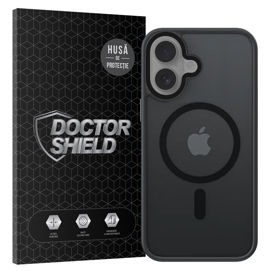Husa de Protectie, Compatibila Apple iPhone 16, Doctor Shield Fantom, MagSafe - Negru