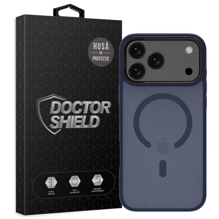 Husa de Protectie, Compatibila Apple iPhone 17 Pro Max, Doctor Shield Fantom, MagSafe - Albastru