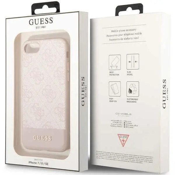 Husa pentru telefon iPhone SE 2022/SE 2020/8/7, GUESS, TPU/Piele ecologica, Roz