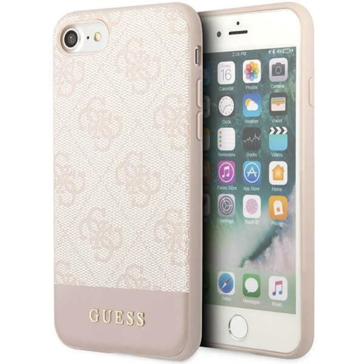 Husa pentru telefon iPhone SE 2022/SE 2020/8/7, GUESS, TPU/Piele ecologica, Roz