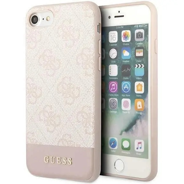 Husa pentru telefon iPhone SE 2022/SE 2020/8/7, GUESS, TPU/Piele ecologica, Roz