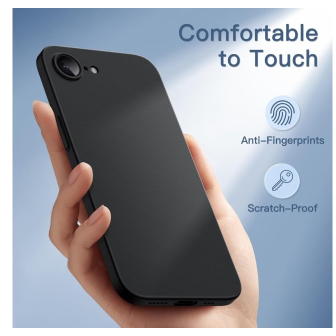 Husa Upzz® Ultra Slim New Compatibila Cu iPhone 16e, Silicon Soft Slim, Protectie La Camera, Negru