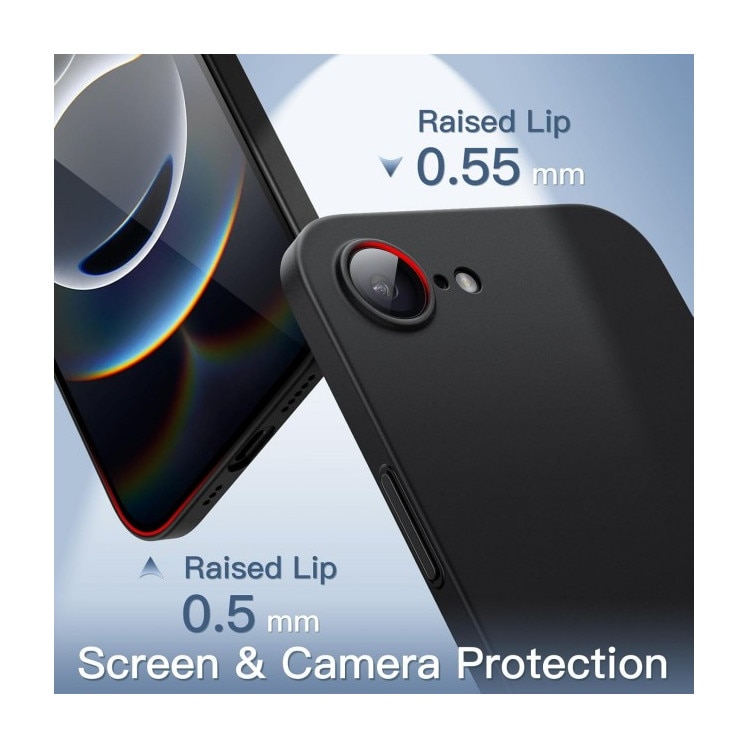 Husa Upzz® Ultra Slim New Compatibila Cu iPhone 16e, Silicon Soft Slim, Protectie La Camera, Negru