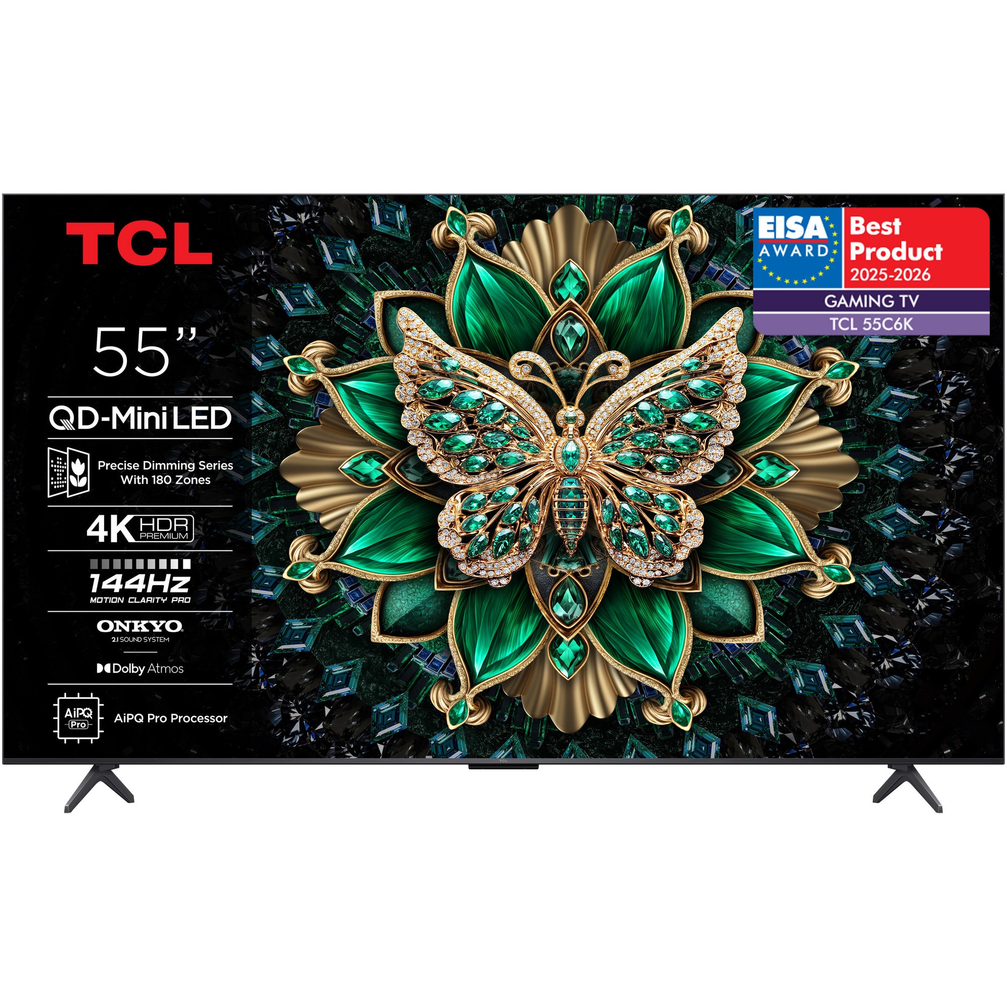 Televizor TCL QD-MiniLed 55C6K, 139 cm, Smart Google TV, 4K Ultra HD, 100Hz, Clasa F (Model 2025)