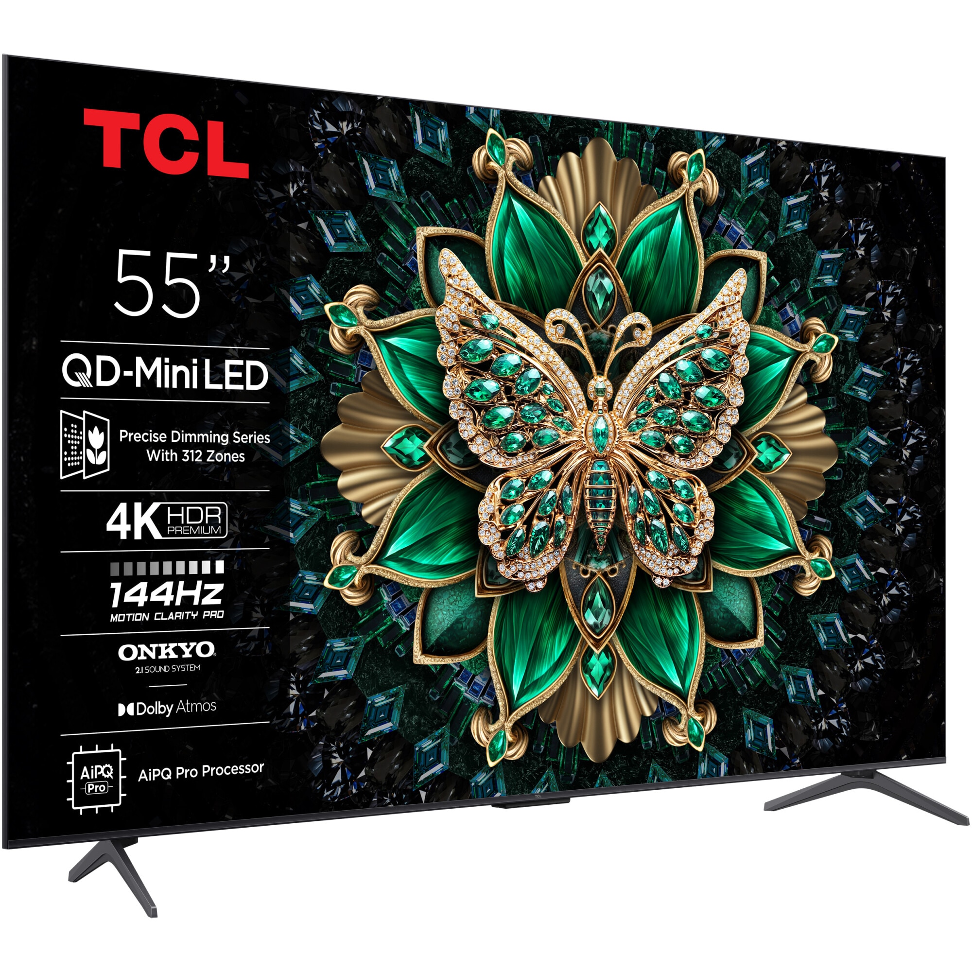 Televizor TCL QD-MiniLed 55C6K, 139 cm, Smart Google TV, 4K Ultra HD, 100Hz, Clasa F (Model 2025)