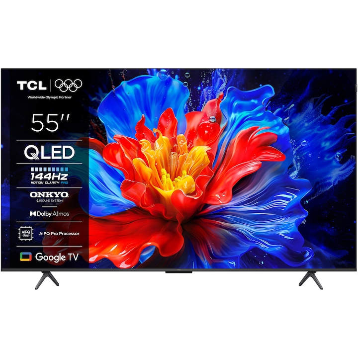 Televizor TCL QLED 55P8K, 139 cm, Smart Google TV, 4K Ultra HD, 100Hz, Clasa F (Model 2025)