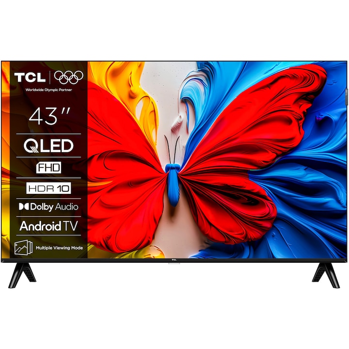 Televizor TCL QLED 43S5K, 108 cm, Smart Android TV, Full HD, Clasa F (Model 2025)