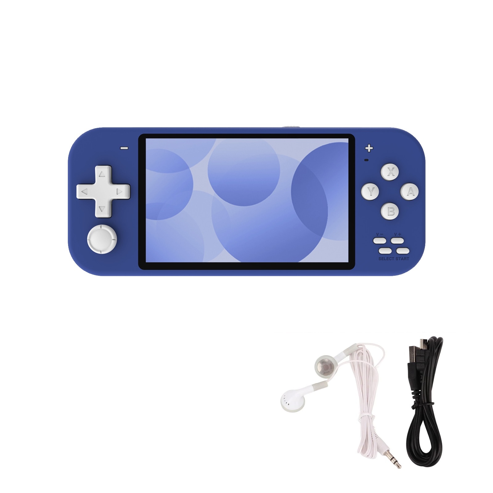 Consola portabila jocuri, NUODWELL, Cu casti audio, Ecran 4.3 inch, Redare muzica/video/e-book, Peste 6000 de jocuri instalate, Acumulator 1500 mah, Usor de utilizat si de transportat, ABS, 17.5x7.5cm, Albastru