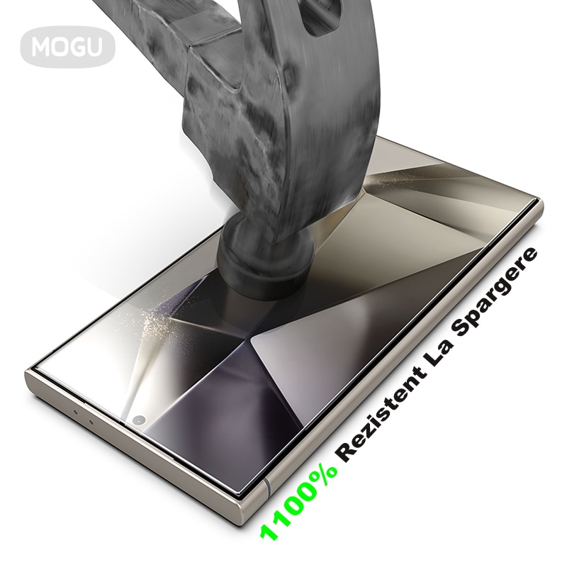 2 Bucati Folie de Protectie Pentru Telefon Mobil, Folie Sticla MOGU® Pentru Samsung S25 Ultra, Protectie Profesionala Ecran 3D, Full Cover, Anti Zgarieturi, Ultra HD, Vine cu un Dispozitiv Simplu de Instalare Pentru o Pozitionare Precisa, Transparenta