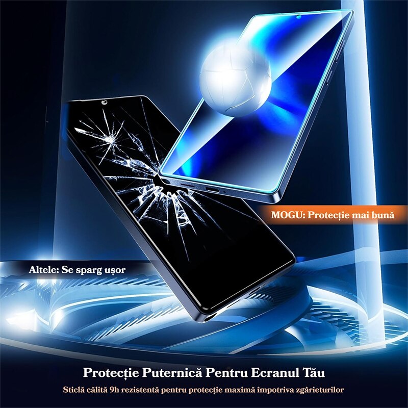 2 Bucati Folie de Protectie Pentru Telefon Mobil, Folie Sticla MOGU® Pentru Samsung S25 Ultra, Protectie Profesionala Ecran 3D, Full Cover, Anti Zgarieturi, Ultra HD, Vine cu un Dispozitiv Simplu de Instalare Pentru o Pozitionare Precisa, Transparenta