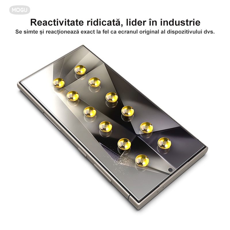 2 Bucati Folie de Protectie Pentru Telefon Mobil, Folie Sticla MOGU® Pentru Samsung S25 Ultra, Protectie Profesionala Ecran 3D, Full Cover, Anti Zgarieturi, Ultra HD, Vine cu un Dispozitiv Simplu de Instalare Pentru o Pozitionare Precisa, Transparenta