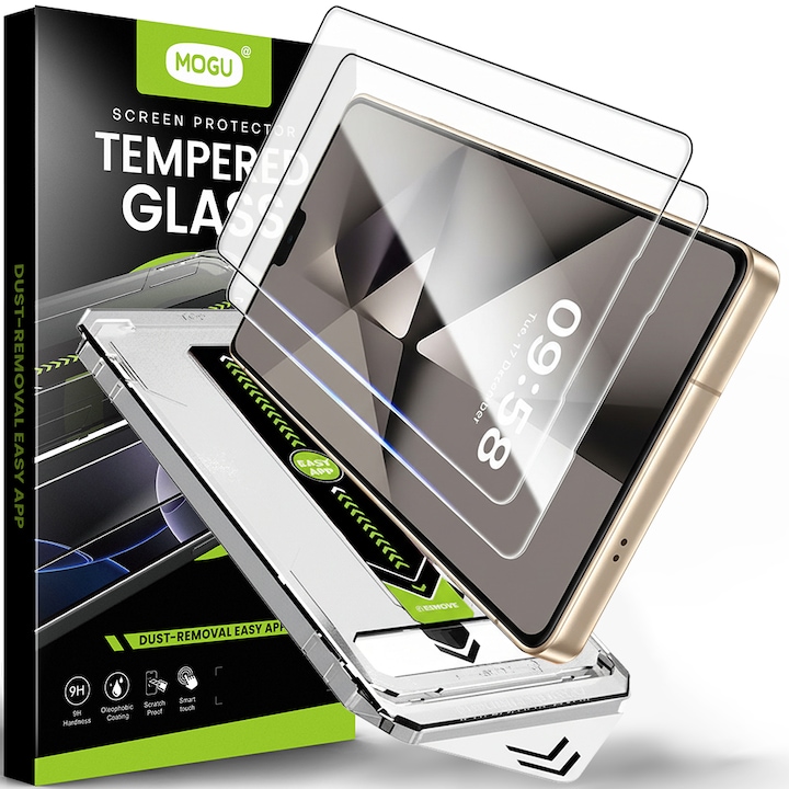 2 Bucati Folie de Protectie Pentru Telefon Mobil, Folie Sticla MOGU® Pentru Samsung S25 Ultra, Protectie Profesionala Ecran 3D, Full Cover, Anti Zgarieturi, Ultra HD, Vine cu un Dispozitiv Simplu de Instalare Pentru o Pozitionare Precisa, Transparenta