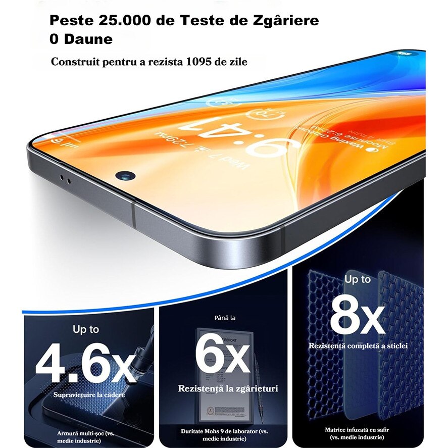 2 Bucati Folie de Protectie Pentru Telefon Mobil, Folie Sticla MOGU® Pentru Samsung S25 Ultra, Protectie Profesionala Ecran 3D, Full Cover, Anti Zgarieturi, Ultra HD, Vine cu un Dispozitiv Simplu de Instalare Pentru o Pozitionare Precisa, Transparenta