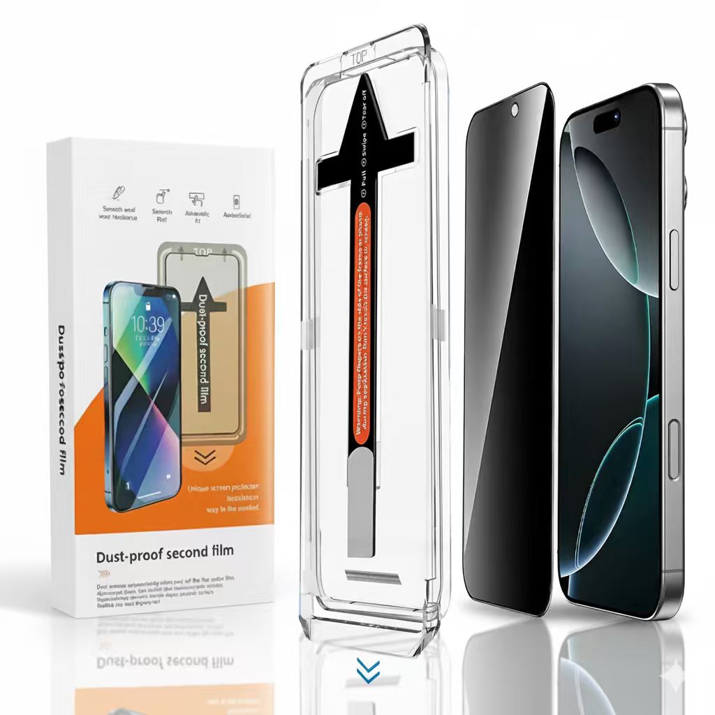 Folie Protectie Privacy compatibila cu iPhone16 pro max, Sticla Templata 9H+, cu Kit de Aplicare Instanta si Functie Automata de Indepartare a Prafului, Claritate Super HD, Tratament Electronic Oleofobic si Anti Amprente