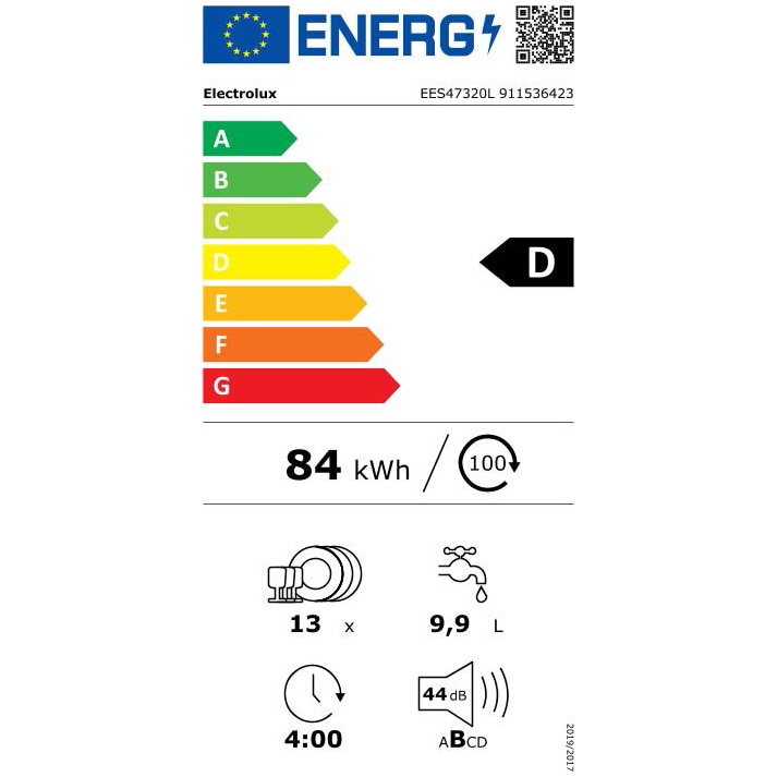 Masina de spalat vase incorporabila Electrolux EES47320L, 13 seturi, 8 programe, Motor Inverter, AirDry, Clasa D, 60 cm