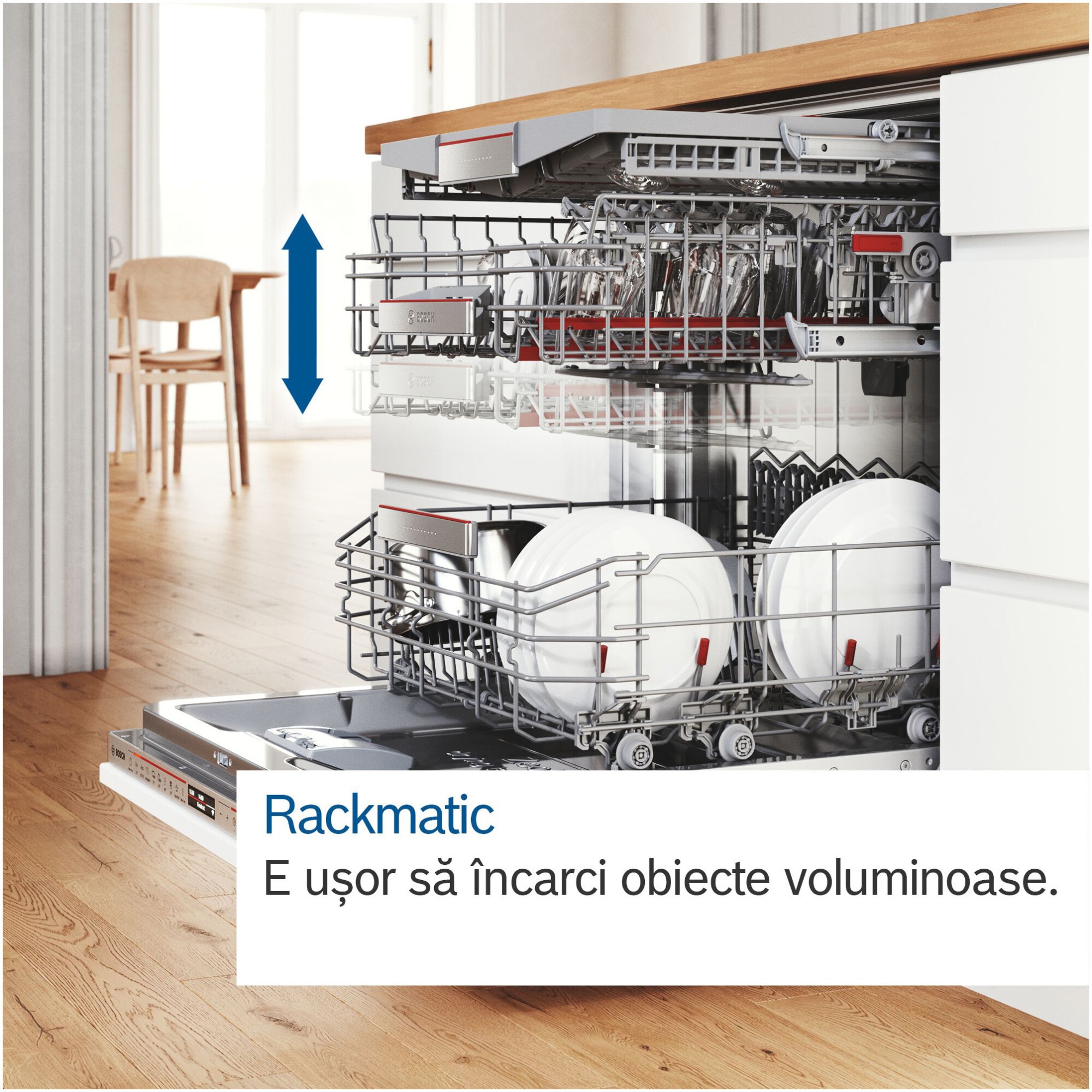 Masina de spalat vase incorporabila Bosch SMV4EVX08E, 14 seturi, 6 programe, EfficientDry, Tab-count, Silence Plus, Sistem Rackmatic, InfoLight, EcoSilence Drive, Home Connect, 60 cm, Clasa B