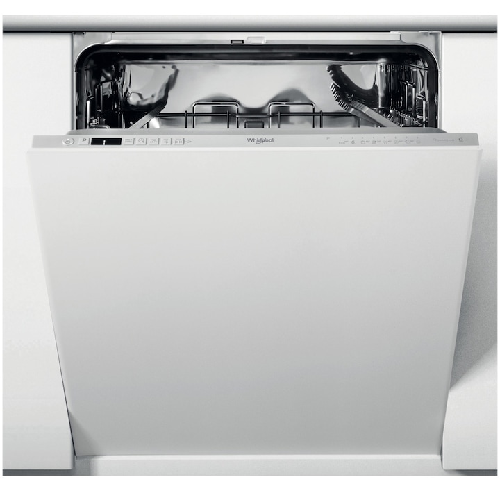 Masina de spalat vase incorporabila Whirlpool WRIC3C26P, 14 seturi, 8 programe, Clasa E, Motor Inverter, PowerClean Pro, Tehnologia al 6-lea Simt,Sistem Natural Dry, 60 cm